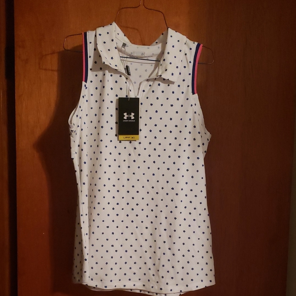 Under Armour Women's White and Black Polka Dot Tank Top